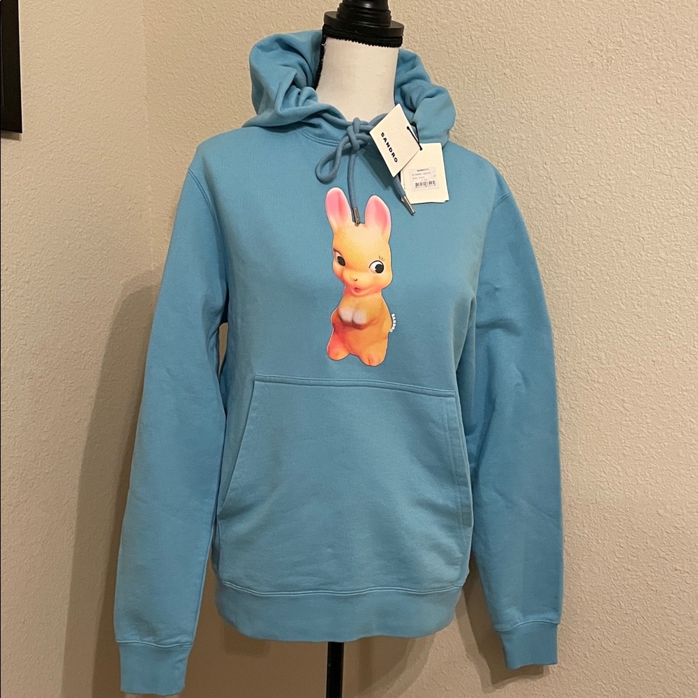 Sandro Bunny Hoodie sweatshirt  Blue Clair. Size Small. NEW with Tags
